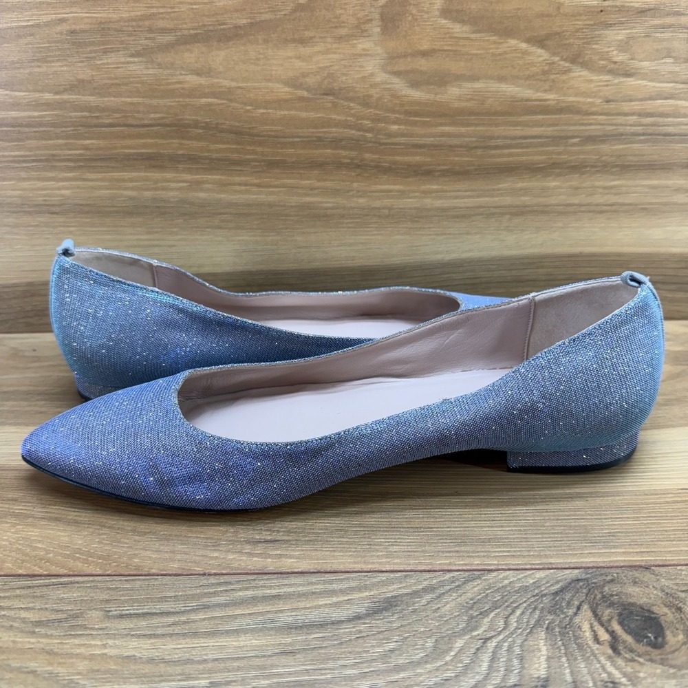 SJP Sarah Jessica Parker Flats Womens 9.5 EU 39.5 Blue Metallic Mesh Pointed Toe - Picture 6 of 11